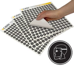 GHS Face Shield PPE Hazard Class Pictogram Label (1"), 1120/Pad - GHS1219 GHS Face Shield PPE Hazard Class Pictogram Label (1"), 1120/Pad - GHS1219