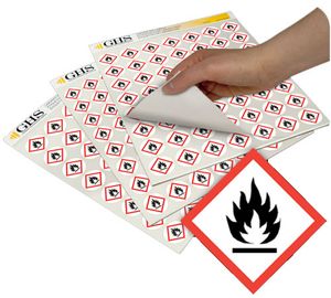 GHS Flame Hazard Class Pictogram Label (1"), 1120/Pad - GHS1212 GHS Flame Hazard Class Pictogram Label (1"), 1120/Pad - GHS1212