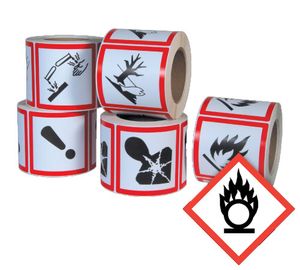 GHS Flame Over Circle Pictogram Labels (4" x 4"), 500/roll - GHS1257 GHS Flame Over Circle Pictogram Labels (4" x 4"), 500/roll - GHS1257
