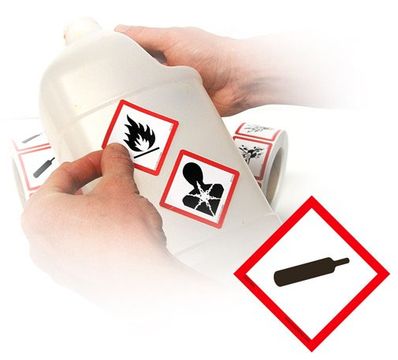 GHS Gas Cylinder Pictogram Labels (2" x 2"), 500/roll - GHS1304
