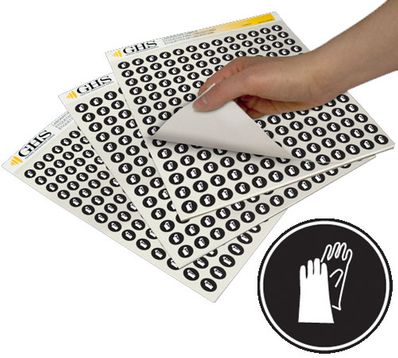 GHS Gloves PPE Hazard Class Pictogram Label (1/2"), 1820/Pad - GHS1239