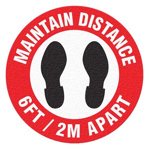 GHS Maintain Distance 6FT 2M Apart Floor Sign (17" Diameter) - FS1045V