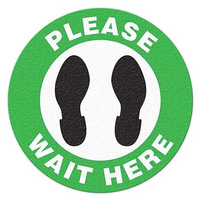 GHS Please Wait Here Floor Sign (17" Diameter) - FS1046V GHS Please Wait Here Floor Sign (17" Diameter) - FS1046V