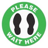 GHS Please Wait Here Floor Sign (17" Diameter) - FS1046V