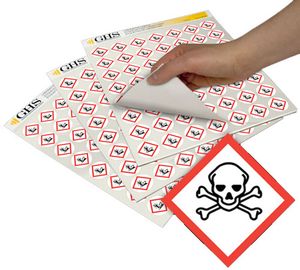 GHS Skull Crossbones Hazard Class Pictogram Label (1"), 1120/Pad - GHS1215 GHS Skull Crossbones Hazard Class Pictogram Label (1"), 1120/Pad - GHS1215
