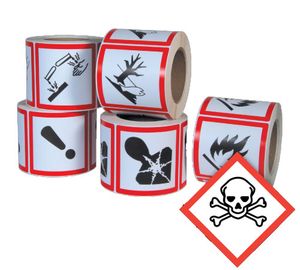 GHS Skull Crossbones Pictogram Labels (4" x 4"), 500/roll - GHS1262 GHS Skull Crossbones Pictogram Labels (4" x 4"), 500/roll - GHS1262