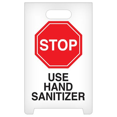 GHS STOP Use Hand Sanitizer A-Frame Floor Sign - ASF1012