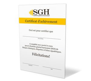 GHS Training Certificate (50/pkg), French - GHS1044