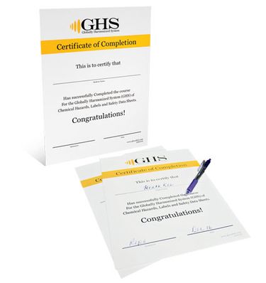 GHS Training Certificate (50/pkg) - GHS1016