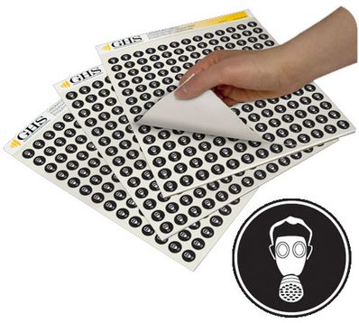 GHS Vapor Respirator PPE Hazard Class Pictogram Label (1/2"), 1820/Pad - GHS1235