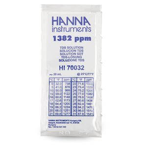 Hanna 1382 mg/L (ppm) TDS Solution, (25) 20 mL Sachets - HI70032P