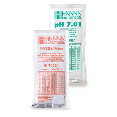 Hanna 1413 µS/cm EC Solution & pH 7.01 Buffer Sachet Kit - HI77100P