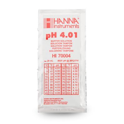 Hanna 4.01 pH Buffer Solution 500 x 20 mL sachets - HI7004P/5
