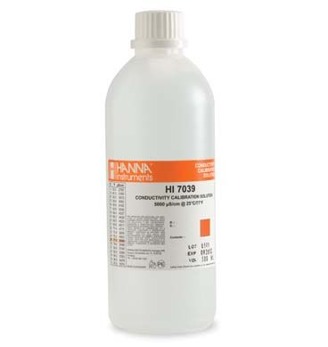 Hanna 5000 S/cm EC Solution, 500 mL Bottle - HI7039L
