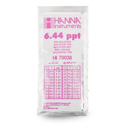 Hanna 6.44 g/L (ppt) TDS Solution, (25) 20 mL Sachets - HI70038P
