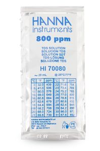 Hanna 800 mg/L (ppm) TDS Solution, (25) 20 mL Sachets - HI70080P