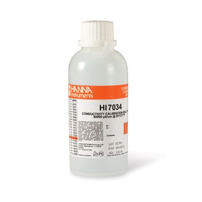 Hanna 80000 µS/cm EC Solution, 230 mL Bottle - HI7034M Hanna 80000 µS/cm EC Solution, 230 mL Bottle - HI7034M