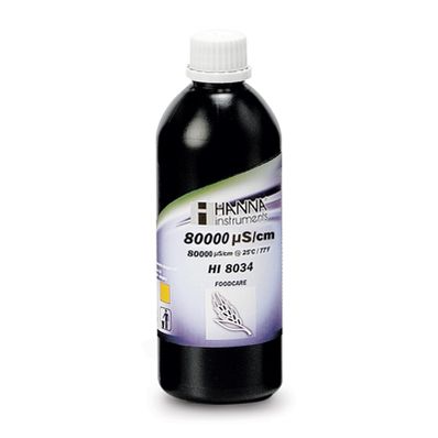 Hanna 80000 S/cm EC Solution, 500 mL FDA Bottle, Certified - HI8034L