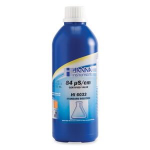 Hanna 84 µS/cm EC Solution, 500 mL Bottle, Certified - HI6033 Hanna 84 µS/cm EC Solution, 500 mL Bottle, Certified - HI6033