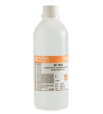 Hanna 84 S/cm EC Solution, 500 mL Bottle - HI7033L