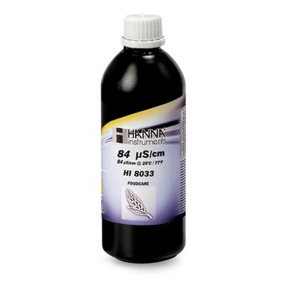 Hanna 84 S/cm EC Solution, 500 mL FDA Bottle, Certified - HI8033L