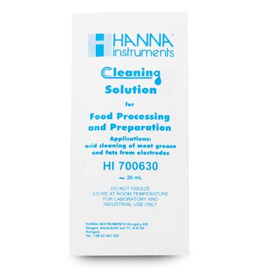 Hanna Acid Cleaning Solution for Meat Grease and Fats (Food Industry) 25 x 20 mL sachet - HI700630P