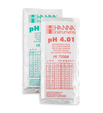 Hanna Combination pH Buffer Kit 4.01 & 7.01 pH, (10) 20 mL Sachets - HI77400P