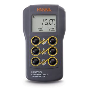 Hanna Dual-input, K-Type Thermocouple Thermometer with CAL Button - HI93532N