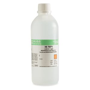 Hanna Electrolyte Solution, 3.5M KCl + AgCl 1 x 500 mL bottle - HI7071L Hanna Electrolyte Solution, 3.5M KCl + AgCl 1 x 500 mL bottle - HI7071L