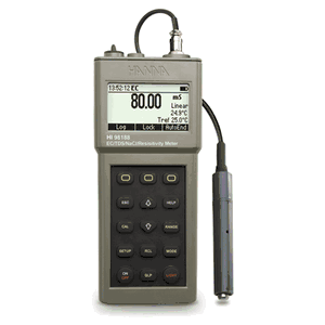 Hanna Graphic Display Portable Meter EC/Resistivity/TDS/NaCl Meter with USP, 115V - HI98188-01