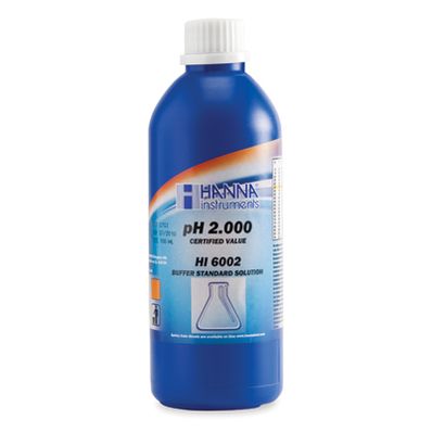 Hanna Millesimal Buffer Solution, 2.000 pH, 500 mL bottle - HI6002