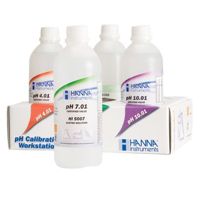 Hanna pH 4.01, pH 7.01, pH 10.01, HI 70300, HI 7061 5 x 500 mL bottles - HI54710-11