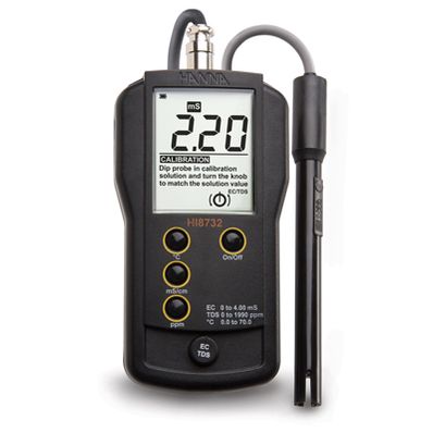 Hanna Portable EC, TDS and Temperature Meter with adjustable TDS factor - HI8732