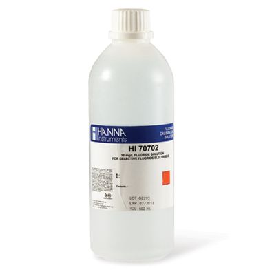 Hanna Standard Solution at 10 mg/L F- 1 x 500 mL bottle - HI70702L