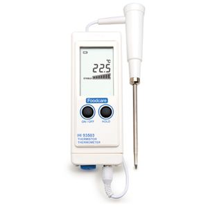 Hanna Waterproof Foodcare Thermistor Thermometer with Pre-Calibrated Interchangeable Probe - HI93503