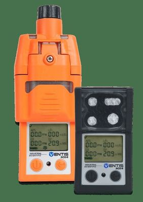 Industrial Scientific Ventis MX4 Multi-Gas Monitor, CO, O2, Slim Extended Li-ion Battery, Desktop Charger, Without Pump, Orange, UL/CSA, Spanish - VTS-01034101103