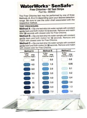 ITS Free Chlorine Water Quality Test Strips, Free, 50 packets of 1 - 480602