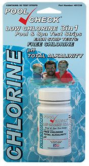 ITS Pool Check 3 in 1 Low Chlorine, Bottle of 50 Test Strips - 481338