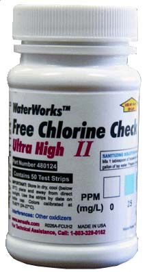 ITS WaterWorks Free Chlorine Check Ultra High II Test Strips, Bottle of 50 - 480124