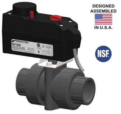 Agrowtek BV100 1 Inch Motorized PVC Ball Valve, Normally Closed