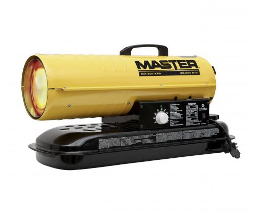 Master 80,000 BTU Battery Operated Kerosene/Diesel Forced Air Heater with  Thermostat - Battery Not Included - MH-80TBOA-KFA