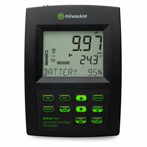 Milwaukee Combined Logging, GLP,pH/ORP/EC/TDS/NaCl/Temp Combined Data Logging Bench Meter - MW180US