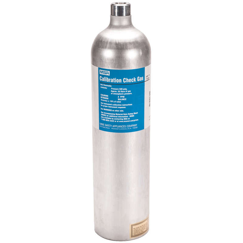 MSA Calibration Gas Cylinder, 2 PPM Chlorine in Nitrogen 710331