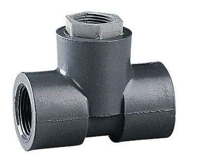 Oakton Cole-Parmer® 1" NPT(F) T-fitting with 1/2" NPT(F), PVDF Adapter Installed in Branch - WD-27003-86