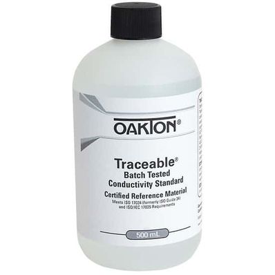 Oakton Traceable® Conductivity and TDS Standard, Batch-Tested, 1000 µS; 500 mL - WD-00652-28