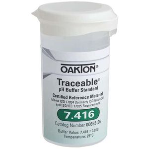 Oakton Traceable One-Shot Buffer Solution, Clear, pH 7.416; 6 x 100 mL Vials - WD-00655-36