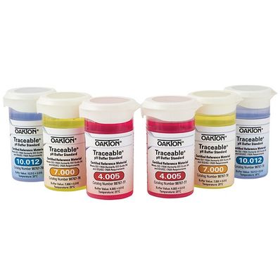 Oakton Traceable One-Shot Buffer Solution Kit, Colored, pH 4.005, 7.000, and 10.012; 6 x 100 mL Vials - WD-98767-80