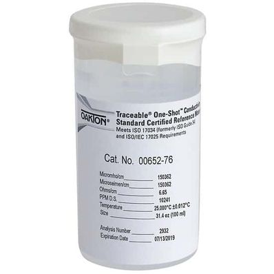 Oakton Traceable One-Shot Conductivity and TDS Standard, 150,000 S; 6 x 100 mL Vials - WD-00652-76