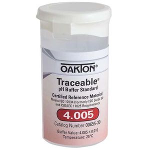 Oakton Traceable One-Shot Buffer Solution, Clear, pH 4.005; 6 x 100 mL Vials - WD-00655-30