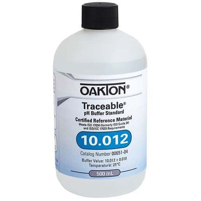 Oakton Traceable® pH Standard Buffer with Calibration, Clear, pH 10; 500 mL - WD-00651-04 Oakton Traceable® pH Standard Buffer with Calibration, Clear, pH 10; 500 mL - WD-00651-04
